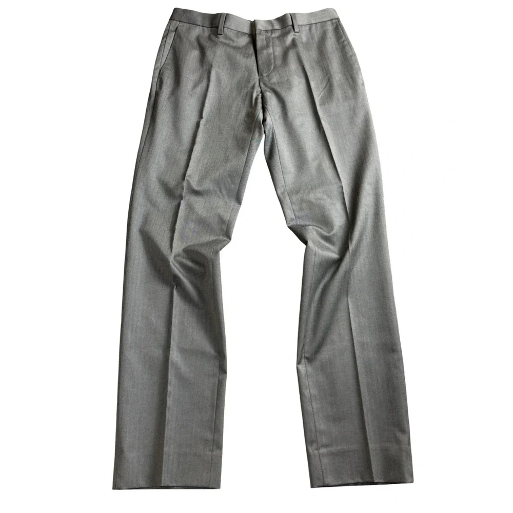 Banana Republic Dress Pants Men 31x32 Grey Herringbone Non-Iron Slim Fit Trouser